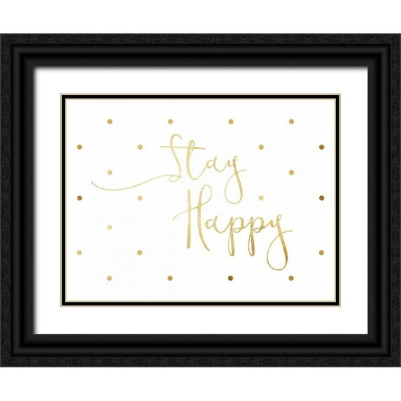 Grey, Jace 32x25 Black Ornate Wood Framed with Double Matting Museum Art Print Titled - Stay Happy
