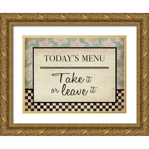 Grey, Jace 32x25 Gold Ornate Wood Framed with Double Matting Museum Art Print Titled - Kitchen Todays Menu 2