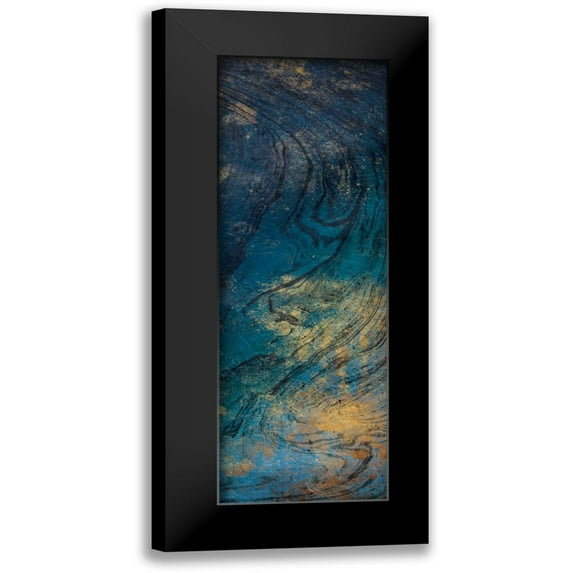 Grey, Jace 7x14 Black Modern Framed Museum Art Print Titled - Golden Blue Marble Mate