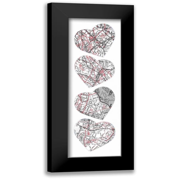 Grey, Jace 7x14 Black Modern Framed Museum Art Print Titled - Map To Your Heart 5
