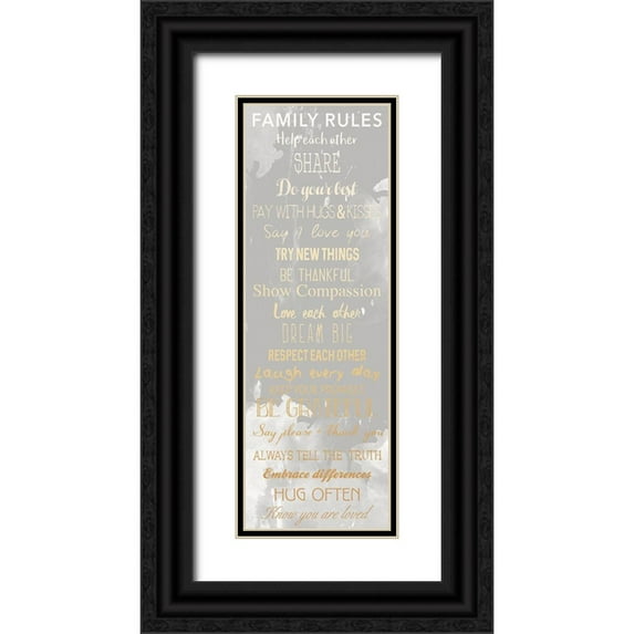 Grey, Jace 7x14 Black Ornate Wood Framed with Double Matting Museum Art Print Titled - Family Rules Smoke