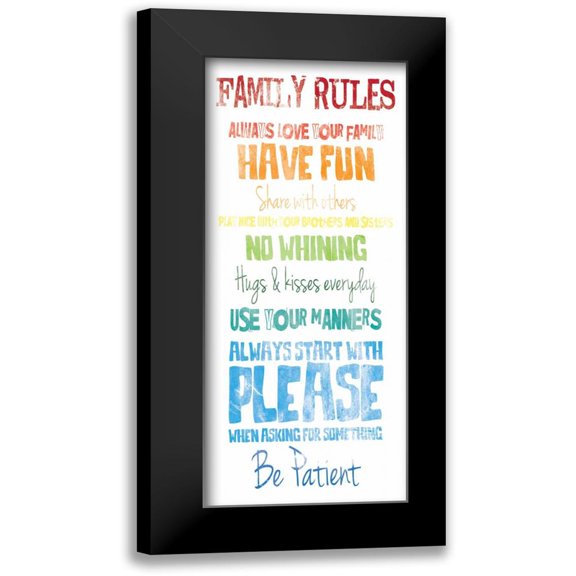 Grey, Jace 8x14 Black Modern Framed Museum Art Print Titled - Family Rules rainbow