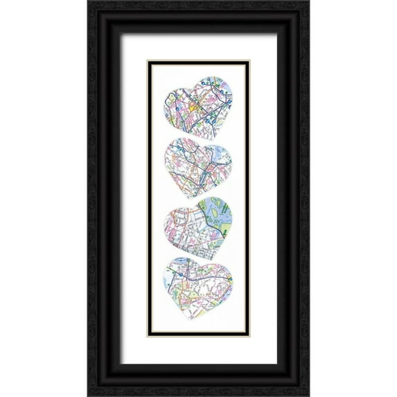 Grey, Jace 9x18 Black Ornate Wood Framed with Double Matting Museum Art Print Titled - Map To Your Heart