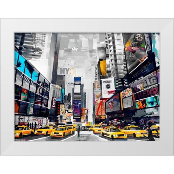 Grey, James 14x12 White Modern Wood Framed Museum Art Print Titled - Times Square
