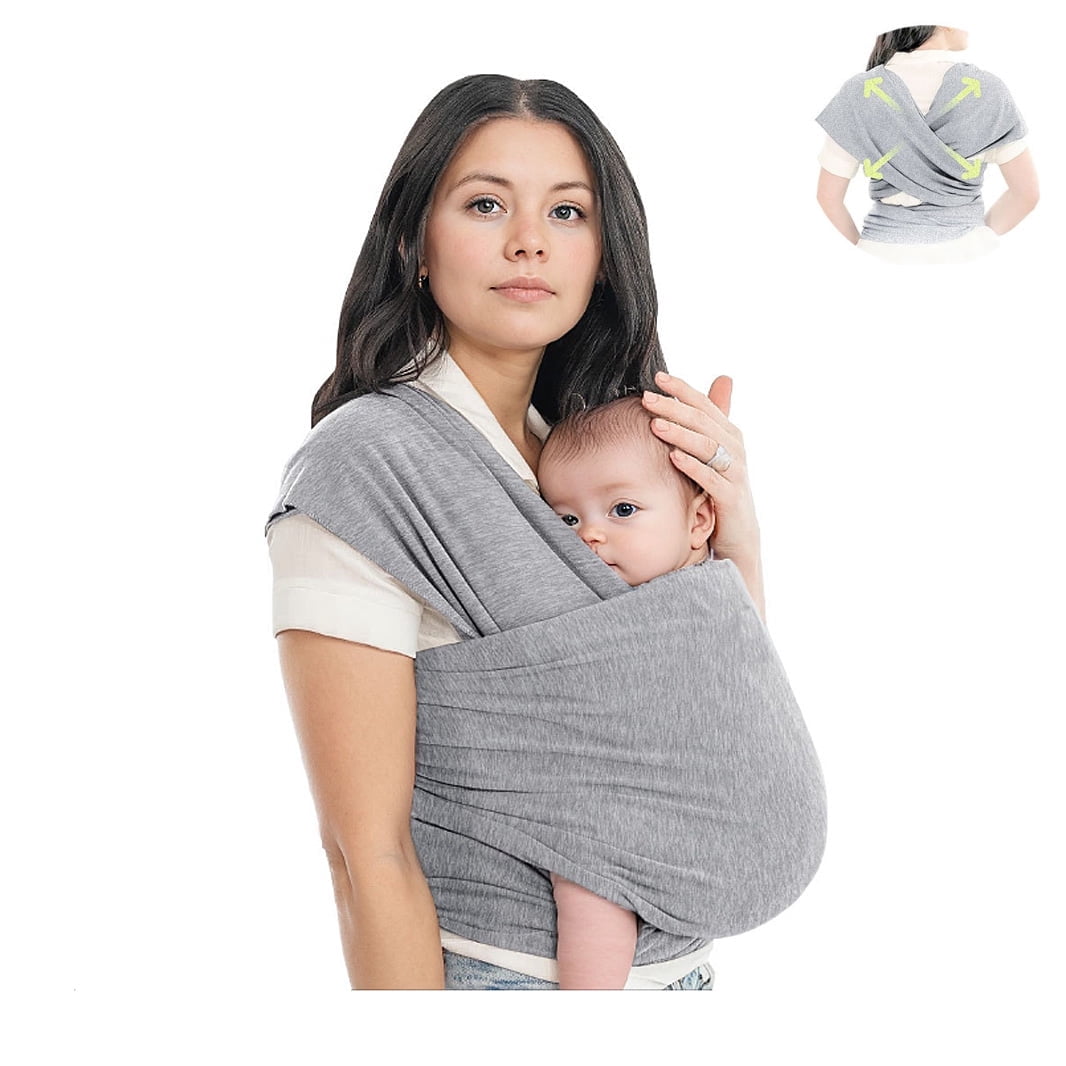 Grey Kids Wrap Carrier - Breathable Infants Sling, Lightweight Front Hugging Style Baby Carrier Hands Free Baby Carrier Both Shoulders Sling Toddler Carriers for Newborn Includes Storage Bag