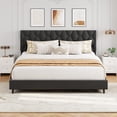 thumbnail image 1 of Grey King Upholstered Bed Frame with Headboard, Heavy-Duty Platform Bed Frame with Strong Wood Slats, No Box Spring Needed/Easy Assembly/Noise Free, 1 of 9