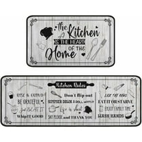 Grey Kitchen Rugs And Mats Non Skid Washable, Vintage Kitchen Mat Set Of 2 Decorative Anti-Fatigue Floor Mats for Cooking and Dining Areas Black Kitchen Decor and Accessories 17"x47.2" 17"x30"
