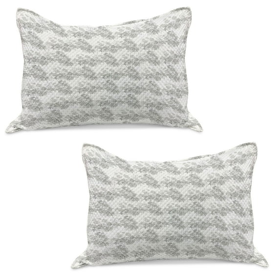 Grey Knitted Quilt Pillowcover Set of 2, Spherical Disc Shaped Internal Pitch Bowls Spiral Mesh Hoop Concept Design Print, Standard Queen Pillow Sham Bedroom, 30" x 20", White Gainsboro, by Ambesonne