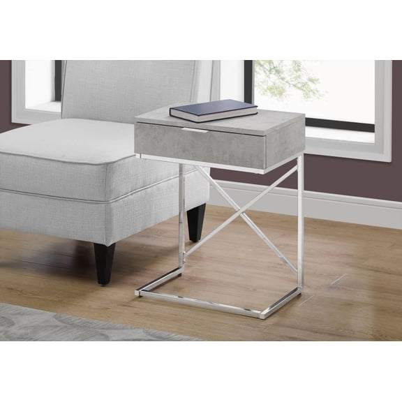 Grey Laminate Accent Table with Storage Drawer | Modern Design