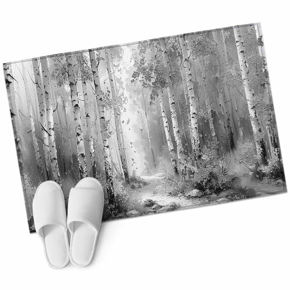 Grey Large Area Rugs for Bedroom Living Room, Soft Non Slip Carpet Bedside Rug, Modern Oil Painting Art Forest Rectangular Floor Cover Kitchen Accent Rug 2'x3' for Dining Room/Office