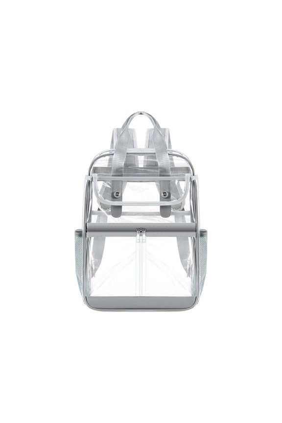 Grey Large Capacity Transparent Pvc Backpack With Handle For Travel School Beach And Commuting