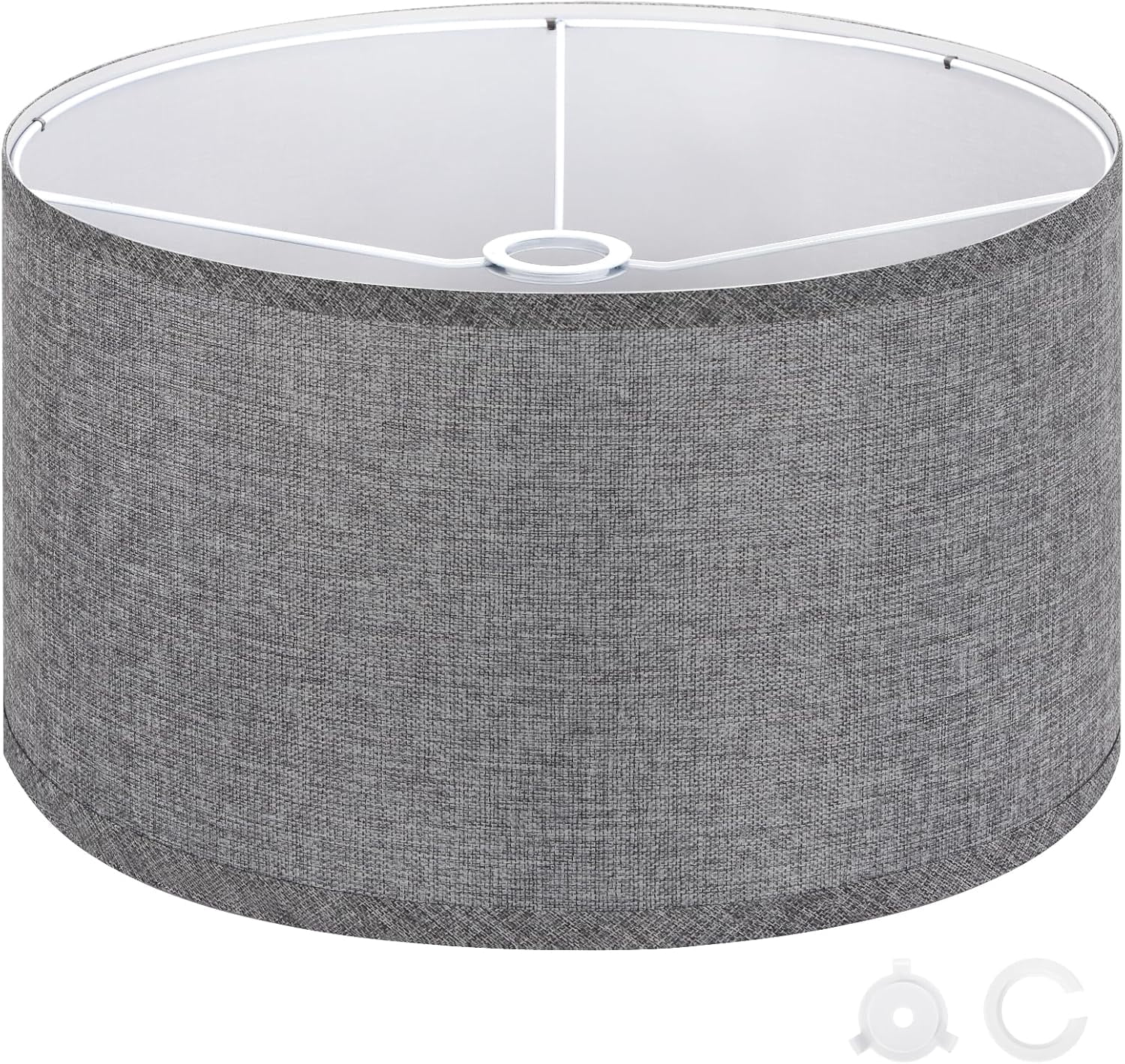 Grey Large Drum Lamp Shades for Floor Lamps, 17.5" Top x 17.5" Bottom x 10" High, Easy to Assemble, Replacement Linen Lampshades for Table Lamps & Bedside Lamps (1.65" Spider)