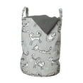 thumbnail image 1 of Grey Laundry Bag, Cats Posing over Floral Background Feline Kitten Kitty Cartoon Art Prints, Hamper Basket with Handles Drawstring Closure for Laundromats, 13" x 19", White, by Ambesonne, 1 of 4