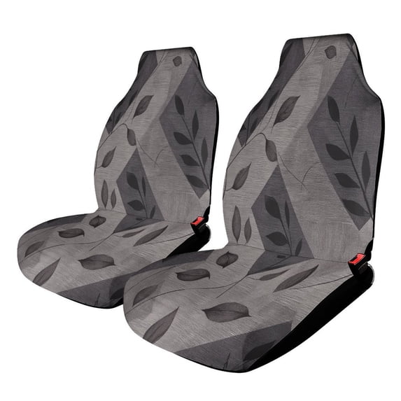 Grey Leaf Geometric Pattern Car Seat Covers Front Seats Universal Fit for Cars SUV Truck Auto Interior Accessories