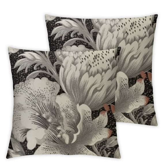 Grey Leaf Square Pillow Cover Cut Velvet Cushion Cover Luxury Modern Pillowcover for Couch Living Room Bedroom,Inch