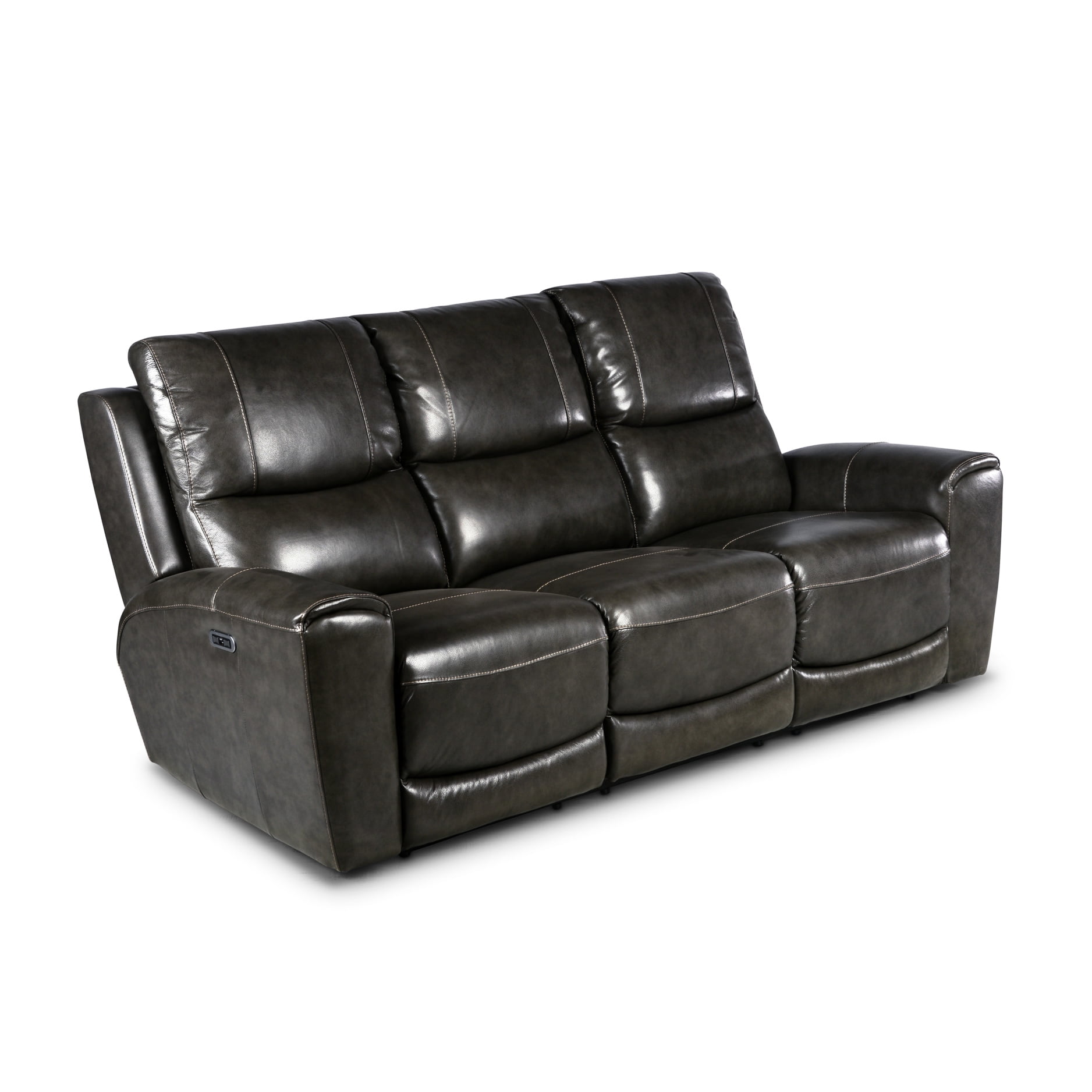Grey Leather Power Recliner & With Cup Holder, Secret Compartment In ... - Microfiber Recliners With Hidden Storage Compartments