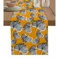 thumbnail image 1 of Grey Leaves Burlap Cotton Table Runner 13x60 Inches Long, Vintage Abstract Art Botanical Orange Farmhouse Table Runners, Outdoor Dining Tablecloths Decor for Baby Shower/Party/Wedding, 1 of 6