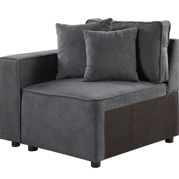 Grey Left Facing Chair With Relaxing Cushions And Modern Flair Accent Tight Seat Decorative Throw Pillows