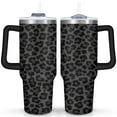 thumbnail image 1 of Grey Leopard Print 40 Oz Tumbler with Handle Lid and Straw, Stainless Steel Double Walled Vacuum Insulated Cup, Cute Anniversary Wedding Birthday Gifts Tumbler for Women Men Friends Outdoor Indoor, 1 of 7