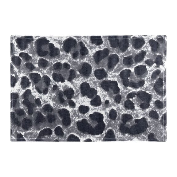 Grey Leopard Print Pattern Placemat 18x12in Reversible Rustic Linen Texture Dining Table Mat