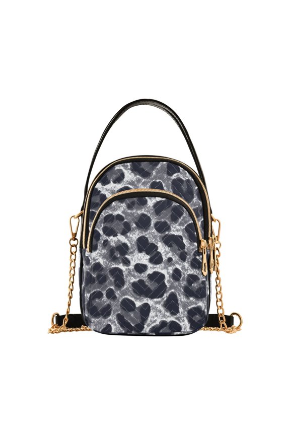 Grey Leopard Print Pattern Women's Crossbody Handbags Leather Crossbody Bags Fanny Pack Chest Bag for Travel