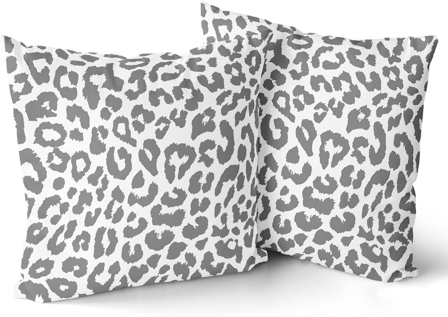 Gray Leopard Print Cotton-Polyester 18x18 Inch Throw Pillow Covers