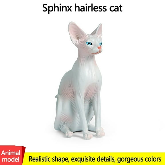 Grey Lifelike Gray Sphynx Cat Figurine Solid Plastic Animal Model Kids Pretend Play Educational Toy
