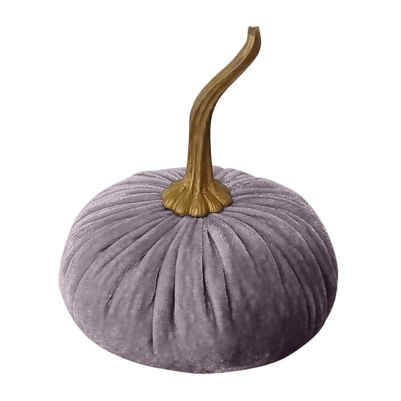 Grey Light Gray 3.9 Inch Velvet Foam Pumpkin For Fall Halloween Thanksgiving Home Decor