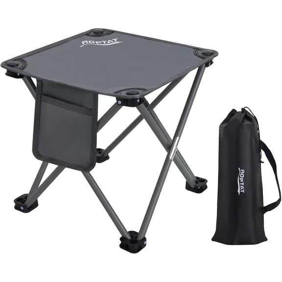 Grey Lightweight Compact Foldable Camping Stool with Carry Bag, Portable Seat for Fishing, Hiking, Gardening, Backpacking, Travel & Beach