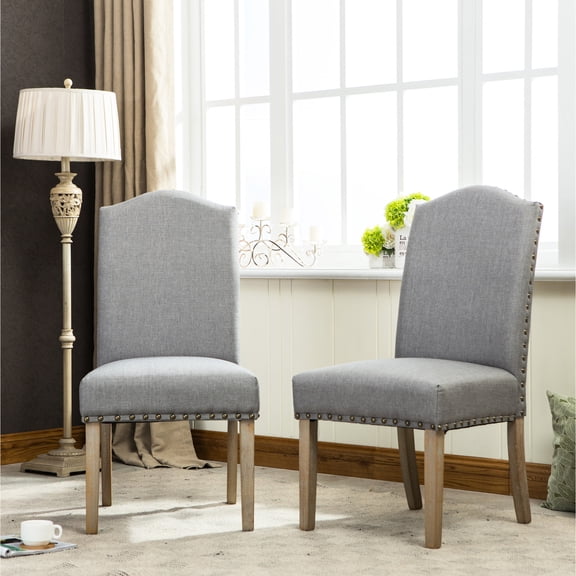 Grey Linen-Cotton Upholstered Parson Chairs / Spruce Up Kitchen Area
