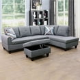 thumbnail image 1 of Grey Linen Living Room Sofa Set, 1 of 8