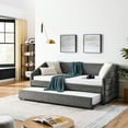 thumbnail image 1 of Grey Linen Twin Daybed With Pull-out Trundle, Versatile Home Decor Upholstered Modern Living Area Essential, 1 of 6