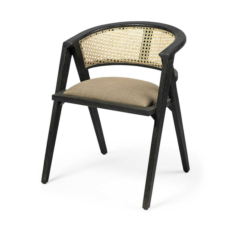 Grey Linen With Black Wooden Frame Wrap Seat Dining Chair Grey Linen With Black Wooden Frame Wrap Seat Dining Chair