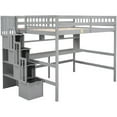 thumbnail image 1 of Grey Loft Bed With Desk, Storage Shelves And Reliable Staircase For A Secure Peaceful Bedroom Full Size - Elevate Your Bedroom's Practicality Style, 1 of 7