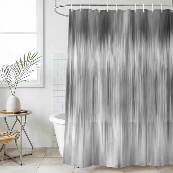 Grey Long Shower Curtain Set, Waterproof Shower Curtains for Bathroom, Modern Abstract Art Ombre Striped Washable Fabric Cloth Bath Curtain for Bathtub Decoration with Hooks 72x84 Inches
