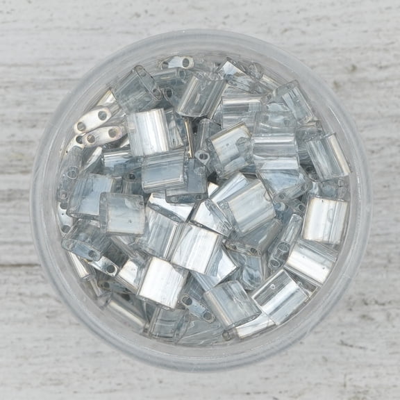 Mack and Rex - Gray Miyuki Tila Beads - Grey Luster - Authentic Japanese Glass Beads for Jewelry Making, Weaving, Wrap Bracelets - 5mm - 25grams