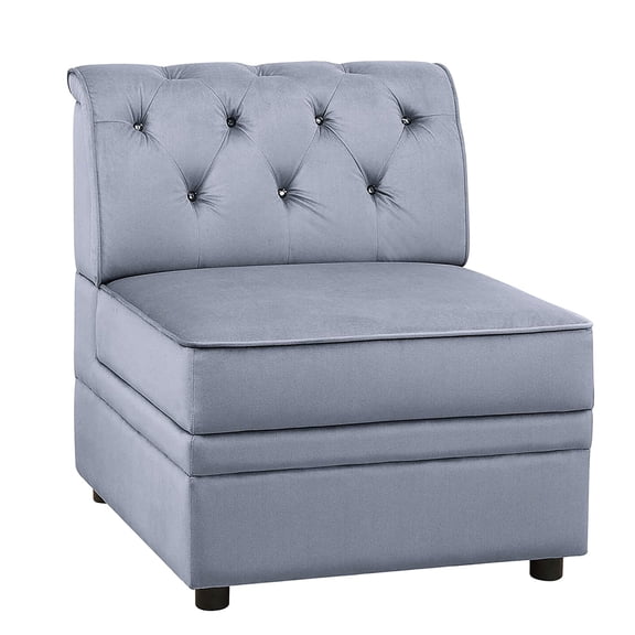 Grey Luxury Appearance - Crystal Button Tufting - Living Room Use - Soft and Supportive