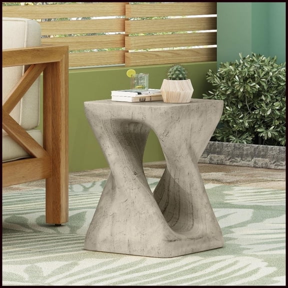 Grey MGO Twist Wood-Look Coffee Table, Indoor Outdoor Use, No Assembly Required
