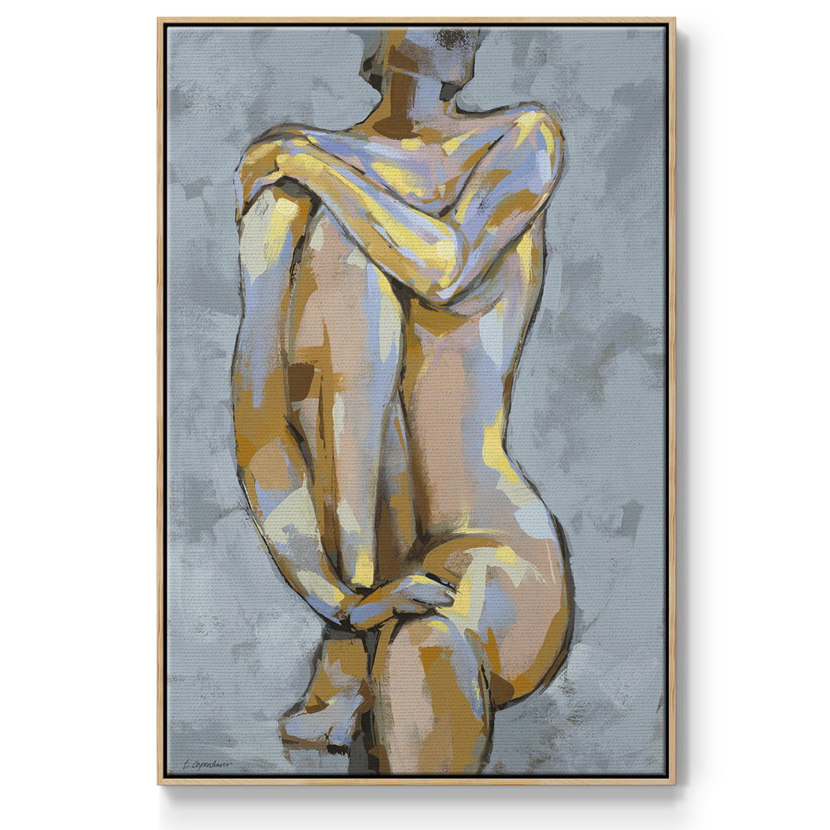 Grey Maiden I Framed Premium Gallery Wrapped Canvas - Ready to Hang - 25 x 37 - Natural Wood Floating Frame