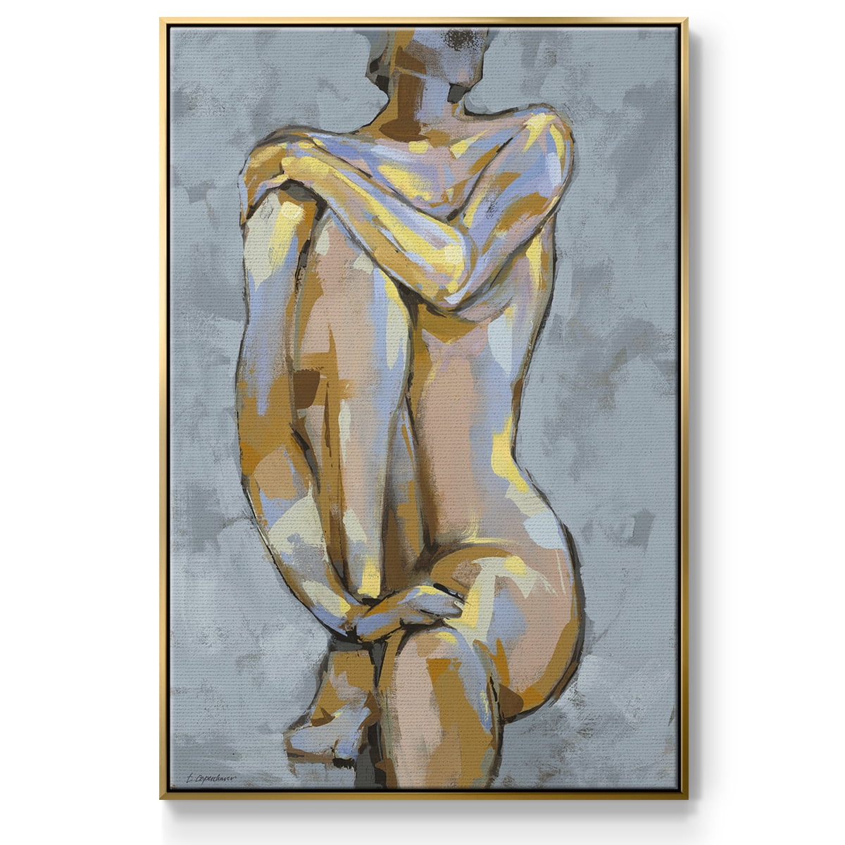 Grey Maiden I Framed Premium Gallery Wrapped Canvas - Ready to Hang - 27 x 41 - Gold Floating Frame