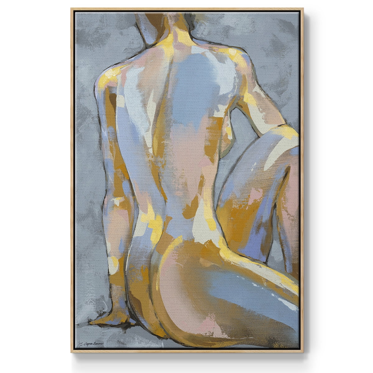 Grey Maiden II Framed Premium Gallery Wrapped Canvas - Ready to Hang - 25 x 37 - Natural Wood Floating Frame