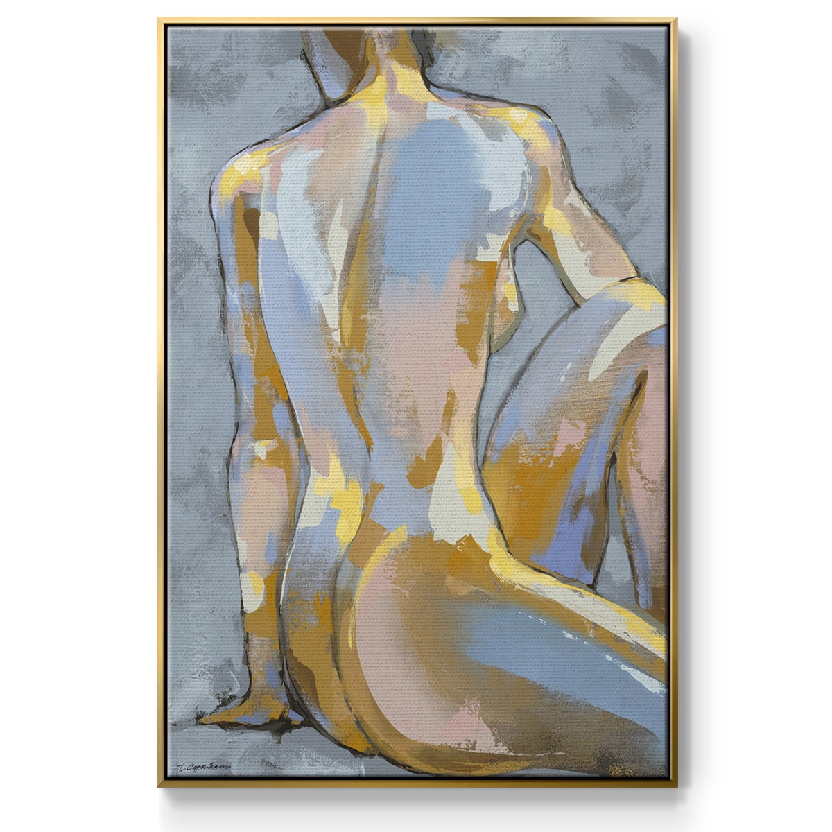 Grey Maiden II Framed Premium Gallery Wrapped Canvas - Ready to Hang - 27 x 41 - Gold Floating Frame