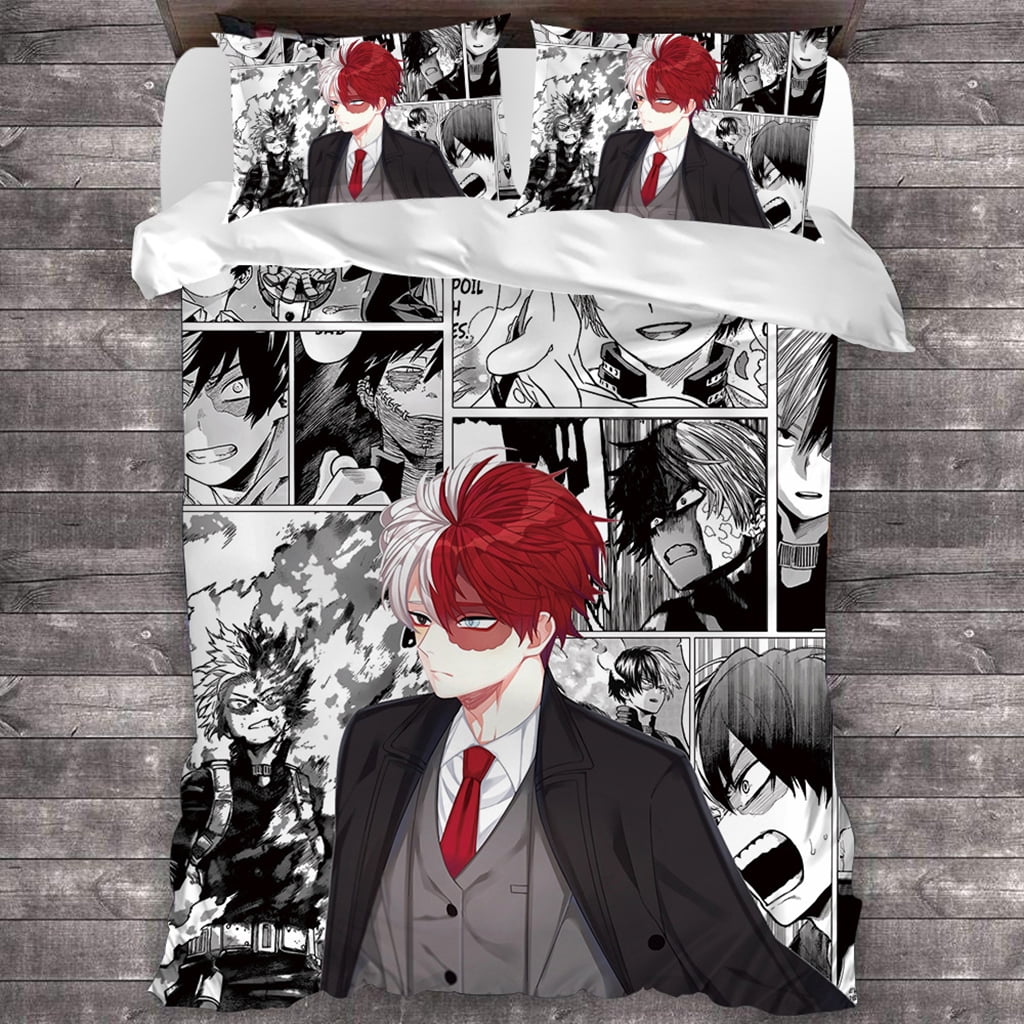Grey Manga My Hero Academia Bedding Bed Set Twin Full Queen King Size Bakugou Todoroki Action