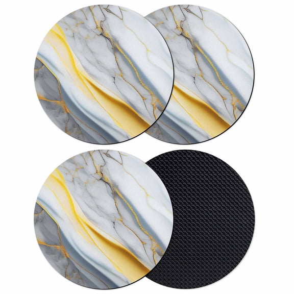 Grey Marble Coasters Set of 4, Absorbent Coasters for Drinks, Modern Abstract Gold Ombre Aesthetic Art Coaster for Desk Coffee Table Protection, Home Decor House Warming Gifts 4"