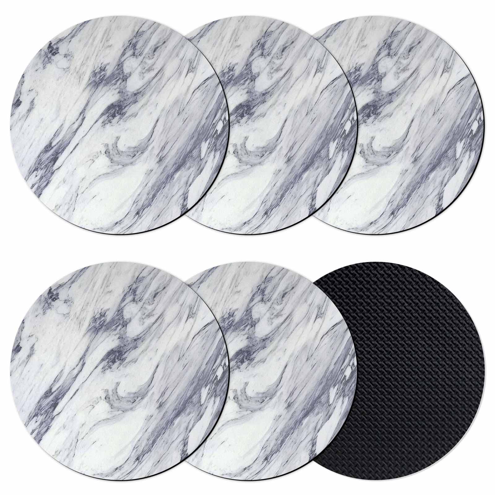 Grey Marble Coasters Set of 6, Absorbent Coasters for Drinks, Abstract ...