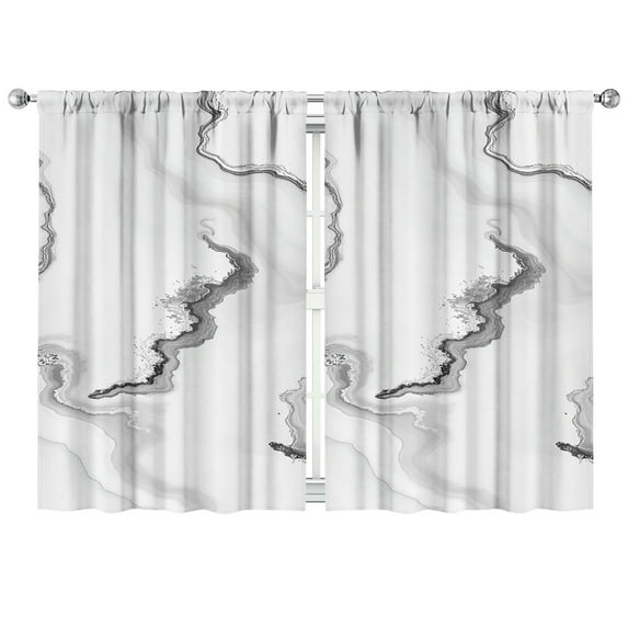 Grey Marble Curtains-blackout Curtains Bedroom Decor Living Room Darkening Grommet Window Drapes 2 Panels Set 41"x63"