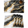 thumbnail image 1 of Grey Marble Gold Foil Placemats Set of 4,Wipeable Washable Table Mats for Dining Tables,Abstract Geometric Stripes Place Mats for Kitchen Event Party Tabletop Decor, 1 of 7