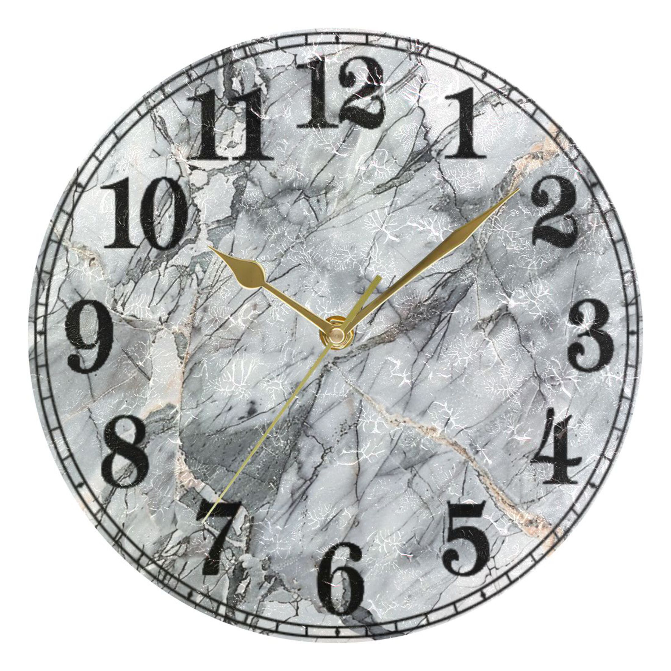 Grey Marble Pattern Silent Wall Clock 10