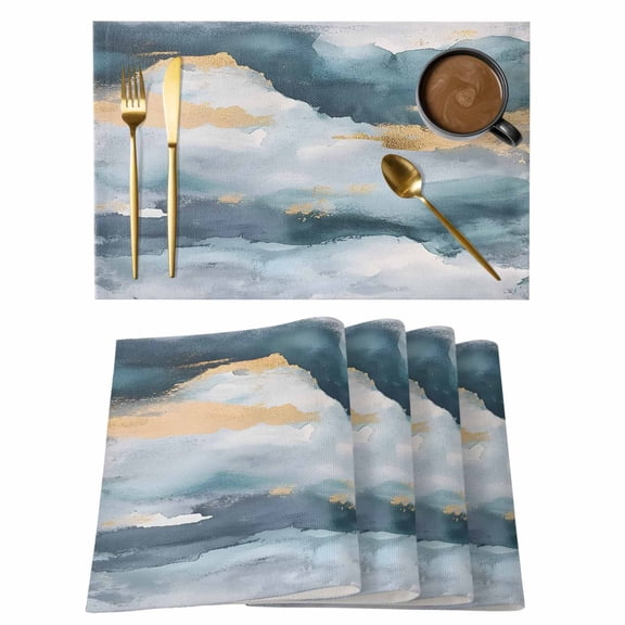 Grey Marble Placemats Set of 4 Gold Cloud Place Mats Table Mats Kitchen Dining Home Outdoor Party Table Decoration