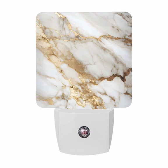 Grey Marble Plug-in LED Night Lights Golden Waves Auto Dusk-to-Dawn Sensor for Bedroom, Bathroom, Kitchen, Nursery, Hallway, Stairs, Wall Home Decor